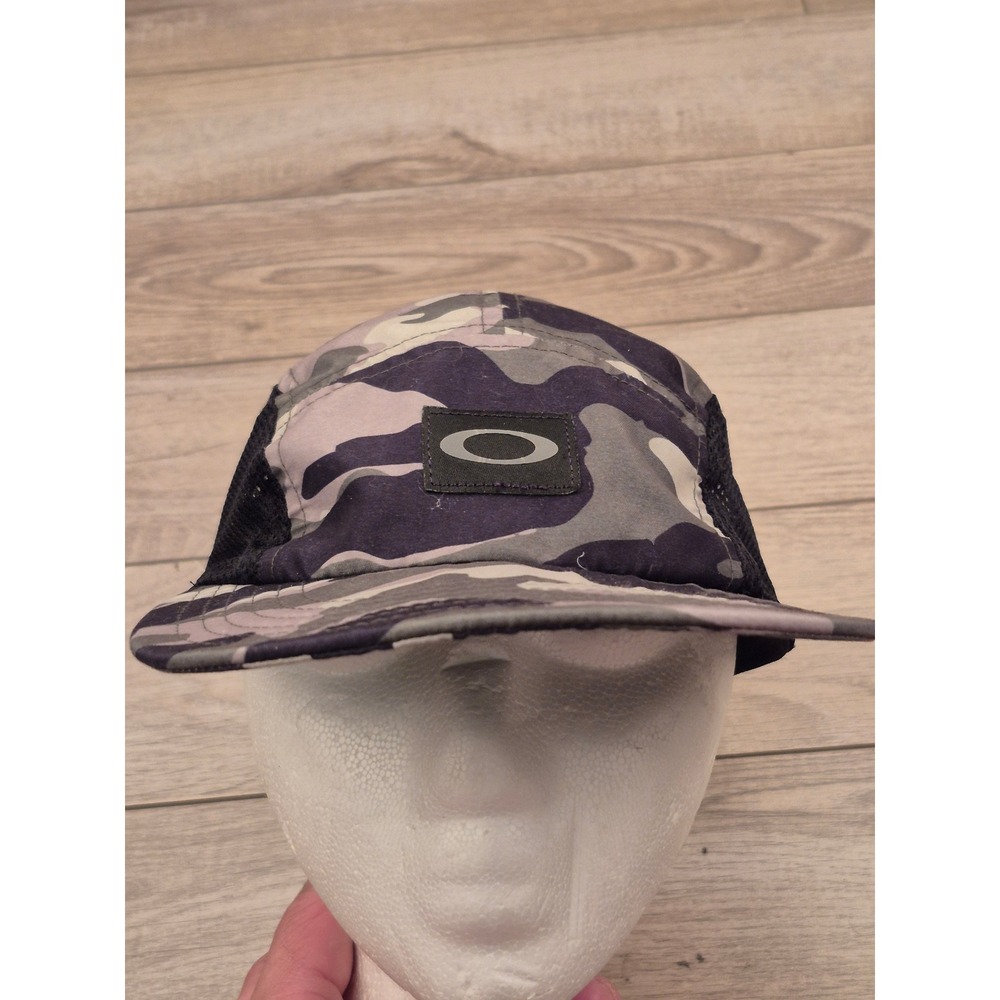 Oakley Mens Camo 5 Panel‎ Hat Grey Green Mesh Side Adjustable Strap Cap